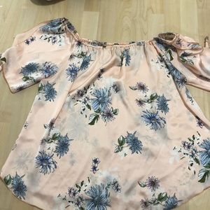 Silk off the shoulder silk top